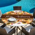 thumbnail image 6 of Orange Sunflower Pumpkins Round Tablecloth, Fitted Table Cover with Elastic for 45"-54" Round Tables, Pastoral Botanical Watercolor Table Cloth Outdoor Indoor Dinning Party Waterproof Tablecloths, 6 of 7