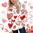 thumbnail image 2 of Valentine's Day Girls Sweatshirts with Pockets Fashion Heart Graphic Long Sleeve Casual Pullover Tops Kids Hoodies Size 3-14, 2 of 6