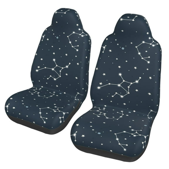 TEQUAN Front Seat Covers, Blue Space Constellation Stars Pattern 2 Piece Car Seat Cover Fit Most Car SUV Truck Van