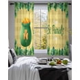 thumbnail image 3 of Happy St. Patrick's Day Sheer Curtains 45 Inch Length 2 Panels Set for Living Room/Bedroom, Spring Coin Clovers Yellow Plaid Kitchen Curtains Grommet Semi-Sheer Curtains Window Treatments 42"x45"x2, 3 of 7