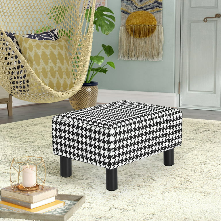 Homebeez Small Footstool Ottoman,Modern Rectangle Chair Foot Rest Foot Step  Stool,Black 