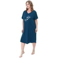 thumbnail image 4 of FEREMO 2 Pack Plus Size Nightgowns for Women Short Sleeve Printed Sleepwear, 4 of 6