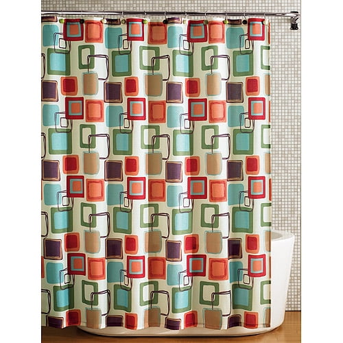 Delightful shower curtains multi colored Hometrends Squares Fabric Polyester Multicolored Printed Shower Curtain 1 Each Walmart Com