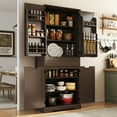 thumbnail image 3 of Pantry Cabinet Clearance, Lofka 71" Large Kitchen Storage Cabinet with Adjustable Shelves & Anti-Tip Design, 4 Doors, 12 Shelves, 1 Drawer, Dark Brown, 3 of 11