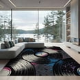 thumbnail image 2 of ODIKA 6'x9' Washable Area Rug Record Graffiti Grunge Disc Round Movie Eight Music Note Vinyl Playful for Family Room, Living Room, Master Bedroom, Non-Slip, Easy Care, 2 of 7