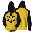 thumbnail image 3 of Sudadera con capucha de anime con estampado 3D, sudadera tipo pulóver, mono D Luffy, Ace, Sabo, Shanks, Law, traje de chándal de batalla, ropa de abrigo informal, 3 of 5