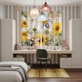thumbnail image 5 of Sunflower Kitchen Curtains 84 Inch Length, Vintage Summer Bee Botanical Farmhouse Grommet Top Bedroom Living Room Curtains, Light Filtering Cafe Curtain Drapes 2 Panels Set 104''x84'', 5 of 9