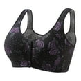 thumbnail image 2 of EaskTriop Front Closure Bras for Older Women No Underwire Wireless Full Support Snap Bra Daily Bra Floral Cotton Bralette Plus Size, 2 of 6