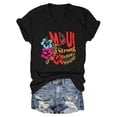 thumbnail image 3 of HOWPAY Womens Summer Tops Short Sleeve V Neck Tees Loose Fit Baggy Work Pullover Lightweight Comfy Vintage Y2K Clothes Black L, 3 of 3