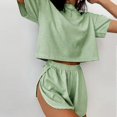 thumbnail image 2 of 2025 Ensembles de Pyjama pour Femmes Pyjamas Rayés pour Femmes Amples Mignons Ensembles de Pj Femme Manches Courtes Shorts Ensemble Pyjamas pour Femmes Basiques à la Mode Vêtements d'Extérieur Maison Ensembles de Pyjama pour Femmes Porter pour, 2 of 4