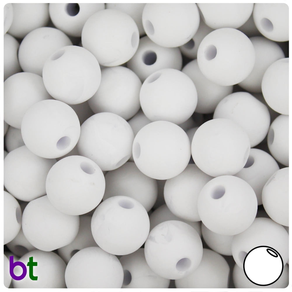 BeadTin White Matte 14mm Round Large Hole Plastic Beads (36pcs