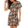 thumbnail image 2 of Picia Corgi Collie Pug Pattern Women’s Nightdress – Casual Short-sleeved Loose-Fit Sleepwear, Soft Cotton Short-Sleeve Sleep Shirt for Relaxation & Comfort, 2 of 6