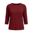 thumbnail image 5 of cocolona Womens Solid Color 3/4 Sleeve Tops Crew Neck Basic Loose Shirt Dressy Casual Outfits Blouses, 5 of 6