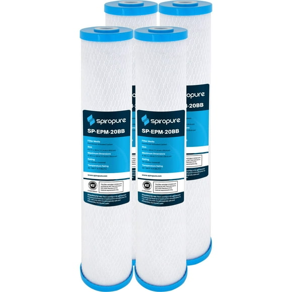 SpiroPure Replacement for EPM-20BB 155783-43 CB-45-2010 20x4.5 10 Micron NSF Carbon Water Filter Cartridge (4 Pack)