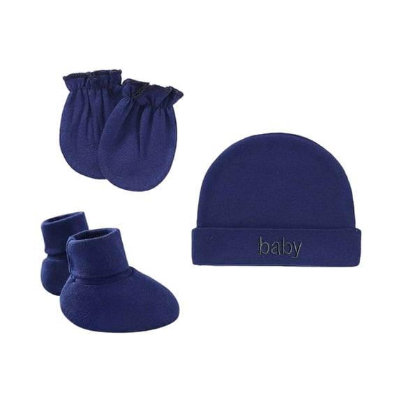 Soft Baby Hat Set With Mittens Booties Gentle Stretch Fit For Delicate Autumn Winter Casual Outdoor Wear