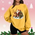 thumbnail image 2 of Christmas Long Sleeve Shirts for Women Thin Fleece Round Neck Christmas Print Loose Hoodless Sweatshirt, 2 of 5