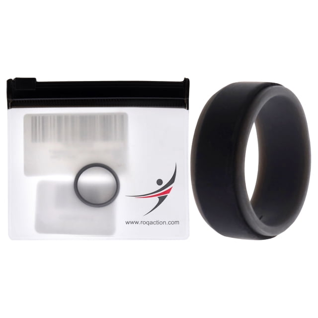 Anillo de boda de silicona de 2 capas con escalones - Gris-Negro de ROQ para hombre - Anillo de 7 mm
