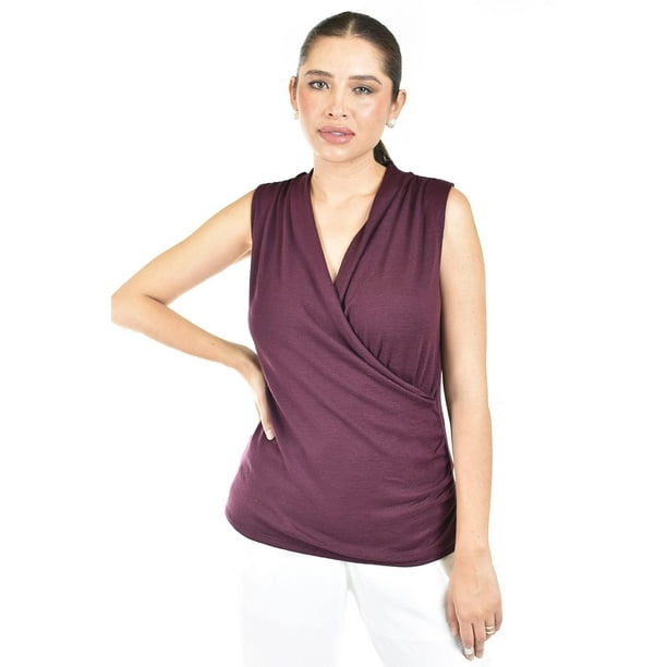 Blusa escote cruzado Roman Fashion /Juvenil, 10284 (Vino) vino M