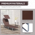 thumbnail image 4 of Brown Adjustable Outdoor Lounge Chair with Sun Shade - Patio Chaise Lounge for Beach, Garden & Camping - Metal Frame & Oxford Cloth - 73.5" x 22.8", 4 of 7
