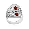 thumbnail image 4 of AeraVida Grand Reflection Filigree Teardrop Synthetic Coral Sterling Silver Ring-7, 4 of 5