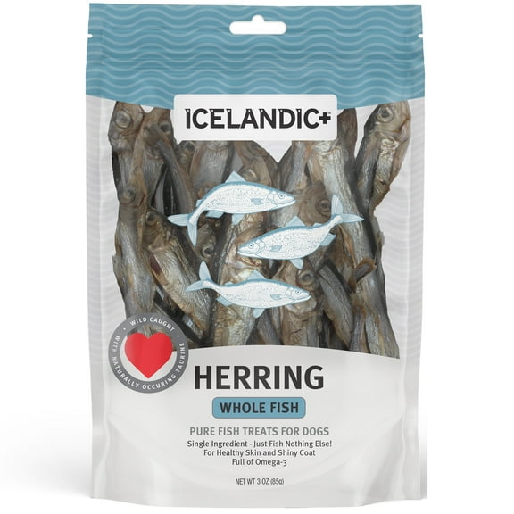 Icelandic  Whole Fish Herring - 3oz Bag - Dog Treats, Pure Wild-Caught Air-Dried Fish, Single Ingredient Snack, Pet Chew, Just The Fish Nothing Else