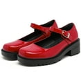thumbnail image 3 of DADAWEN Women's Mary Jane Shoes Platform Thick Heel Dress Shoes Red Patent 7.5 US, 3 of 4