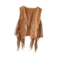 thumbnail image 2 of Chaleco hippie de los años 60 y 70. Chaqueta hippie de gamuza con flecos de los años 70 para casa, caminar, fiestas y viajes. Marrón, 2 of 8