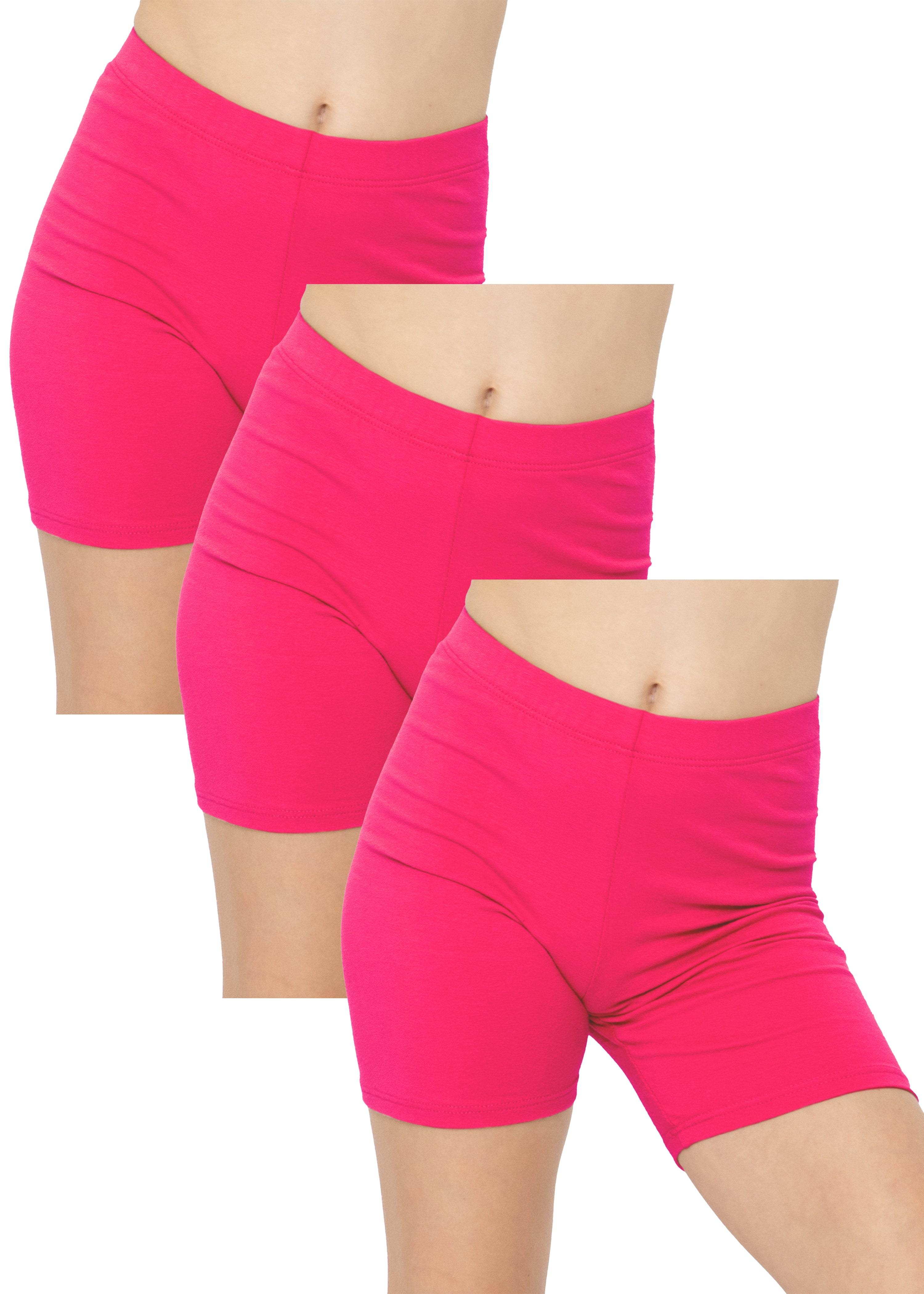 STRETCH IS COMFORT Girl's Cotton Biker Shorts 3 Pack Size 416