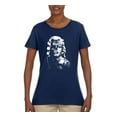 thumbnail image 2 of Manilyn Monroe Skull Face and Body Tattoo | Womens Pop Culture Graphic T-Shirt, Navy, 2XL, 2 of 4