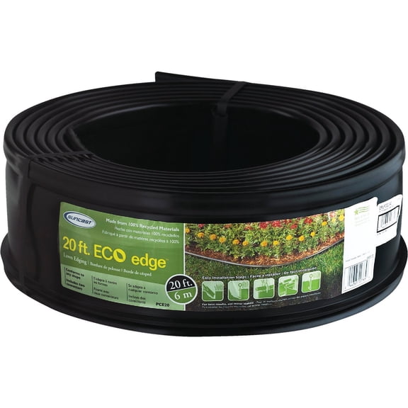 Suncast Eco Edge 5 x 20 Black Recycled Plastic Garden Border Edging (2 Count)