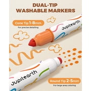 Jupitearth 24Ct Vibrant Washable Dual Tip Markers with Portable Case,Broad & Round Tip,Easy-Grip Design for Little Hands,Art Supplies