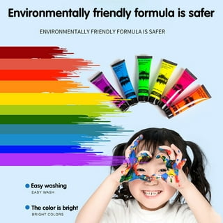 Midnight Glo UV Face & Body Paint Set - Fluorescent Face Paints -  Blacklight Reactive - Safe, Washable, Non-Toxic (6 Bottles 0.75 oz. Each)
