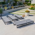 thumbnail image 4 of Nelson Outdoor Aluminum Framed Chaise Lounge with Grey Mesh Body, Set of 4, Black Finish, 4 of 10