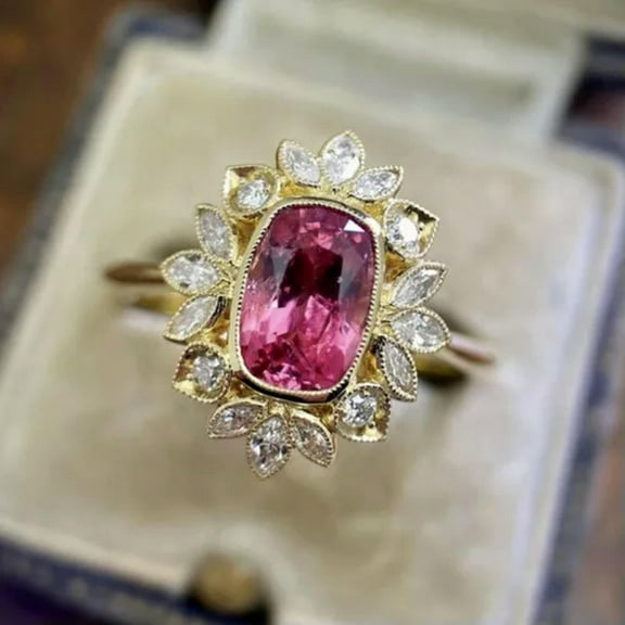 Gorgeous Wedding 18k Yellow Gold Plated Ring Cubic Zircon Women Jewelry Sz 6-10