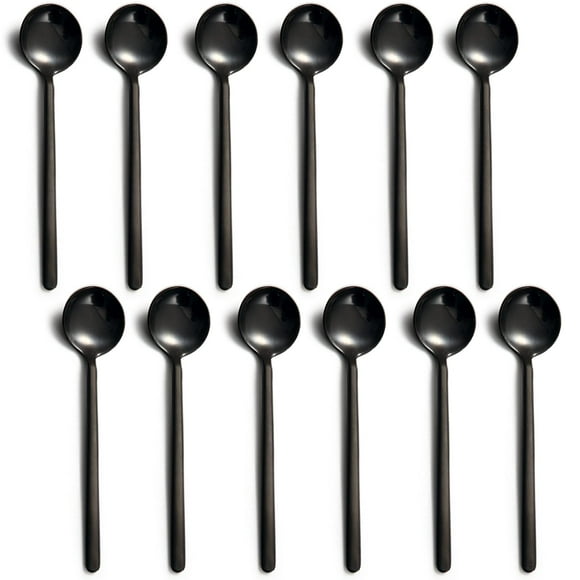 Cucharas Dicunoy 12 piezas negras de acero inoxidable mini de 13 cm