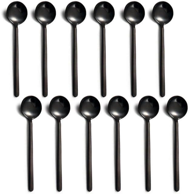 Cucharas Dicunoy 12 piezas negras de acero inoxidable mini de 13 cm