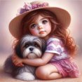 thumbnail image 1 of 5D DIY Niña Y Perro Del Arte Artesanal 40x40cm, 1 of 10