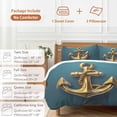 thumbnail image 6 of 3 Piece Yellow Anchor Duvet Cover Set Full Size, Microfiber Comforter/Quilt Cover with Corner Ties and 2 Pillowcases, Coastal Nautical Anchor Turquoise All Season Soft Bedding with Zipper Closure, 6 of 8