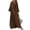 Brown, variant on Women's Fashion Cotton Linen Shirt Dress, Solid Casual Long Sleeve Maxi Button-Down Dress, Elegant Loose Fit Cardigan Long Dress with Pockets, Versatile Everyday Caftan