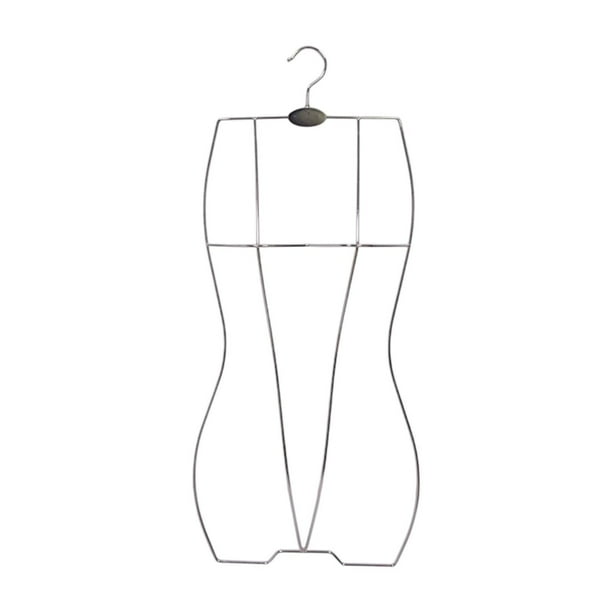 Percha de hierro para trajes de baño infantiles con forma de cuerpo, soporte organizador multiusos. Plata