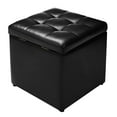 thumbnail image 1 of Patiojoy 16"Cube Ottoman Storage Box  Pouffe Seat Footstools with Hinge Top Black, 1 of 6