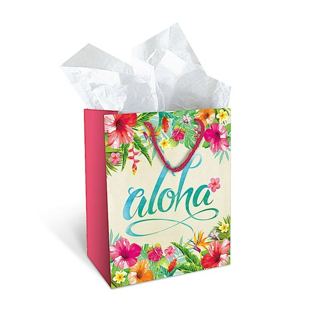 Hawaiian Island Aloha Floral Heavy Paper Gift Bag - Walmart.com ...