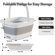 Beinilai Collapsible Foot Bath Basin with Massage Bumps for Soaking Feet,Soaking Tub with Handle,Multifunctional Plastic Foot Bucket-Grey