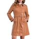 thumbnail image 1 of CHAQUETA LARGA DE CUERO SINTÉTICO INSPIRE CHIC PARA MUJERES, CON SOLAPA, AJUSTE DELGADO, MANGAS LARGAS, CON CREMALLERA, TALLA XL, COLOR CARAMELO, 1 of 6