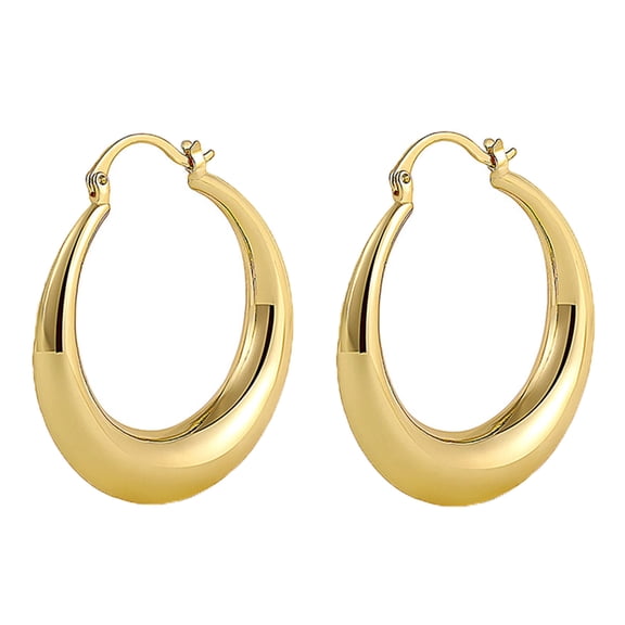 SFTING Hoop Earrings for Women 43MM Chunky Teardrop Silver Plated Yellow Classic Hypoallergenic Jewelry Anniversary Gift for Her