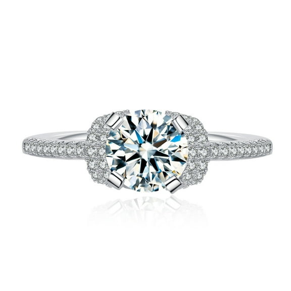 1 Carat Moissanite Rings for Women D Color VVS1 925 Sterling Silver Round Cut Moissanite Promise Rings Simulated Diamond Engagement Rings Lab Created Diamond Rings