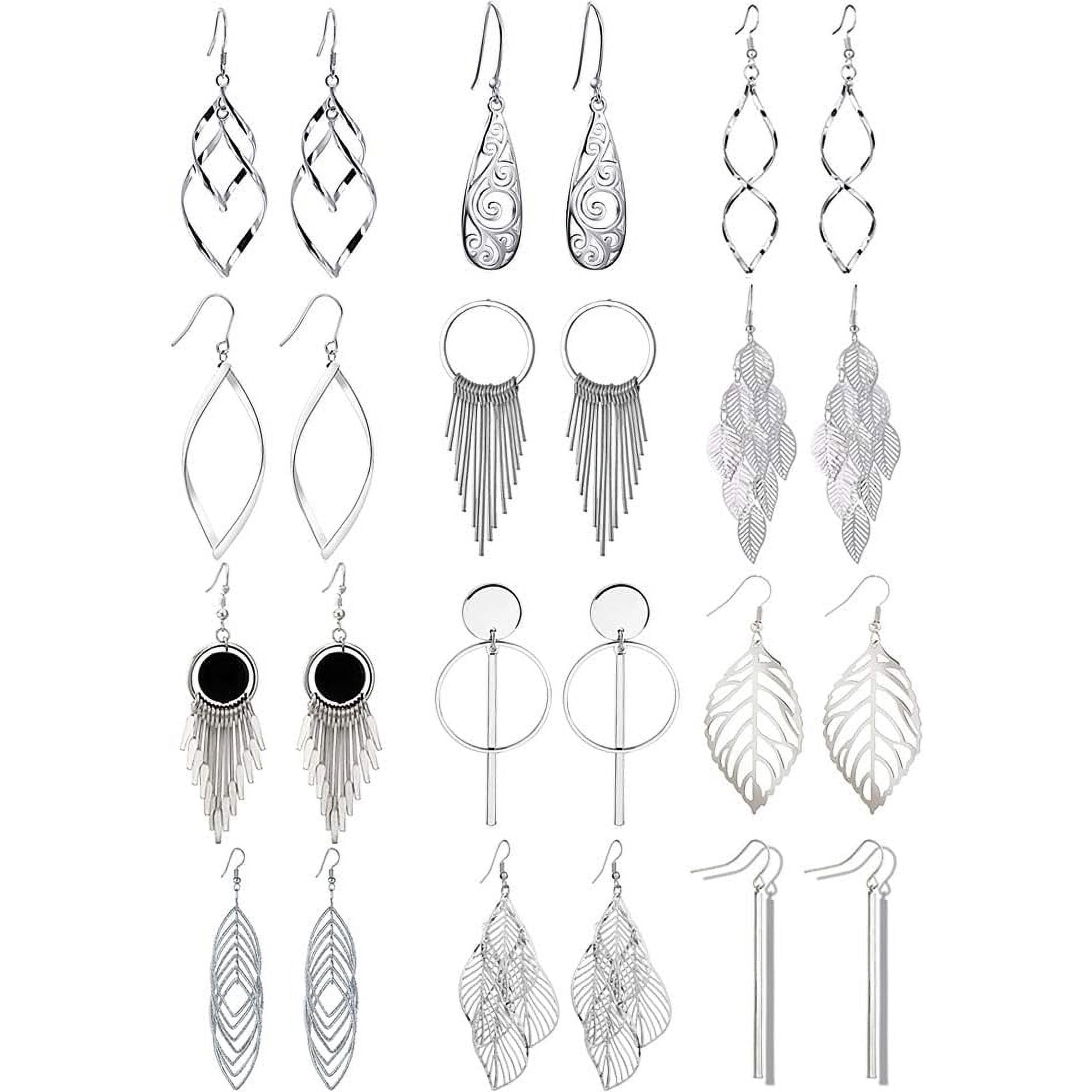 GHSDFBB 12 Pairs Drop Dangle Earrings hippie ethnic boho Fashion Jewelry funky Vintage Statement Boho Bohemian Earrings Set for Women Gift