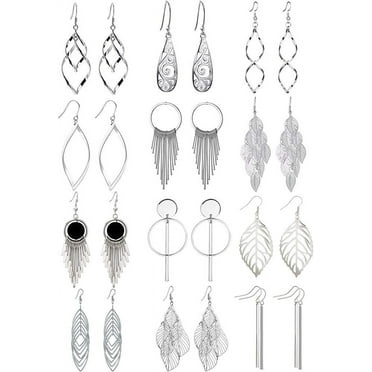 12 Pairs Drop Dangle Earrings hippie ethnic boho Fashion Jewelry funky cheap Vintage Statement Boho Bohemian Earrings Set for Women Gift