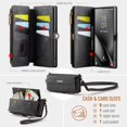 thumbnail image 3 of funda Billetera para Samsung Galaxy S24 Ultra con Ranuras [Bolsillo con Cremallera con Ranura para Efectivo de 9 Tarjetas] Cierre magnético, Correa Desmontable, Pata de Cabra,Bloqueo RFID y TPU, 3 of 9