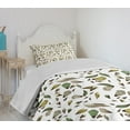 thumbnail image 4 of Ambesonne Floral Quilted Bedspread Set 2 Pcs, Autumn Nature Design, Twin Size, Dark Brown Fern Green, 4 of 6